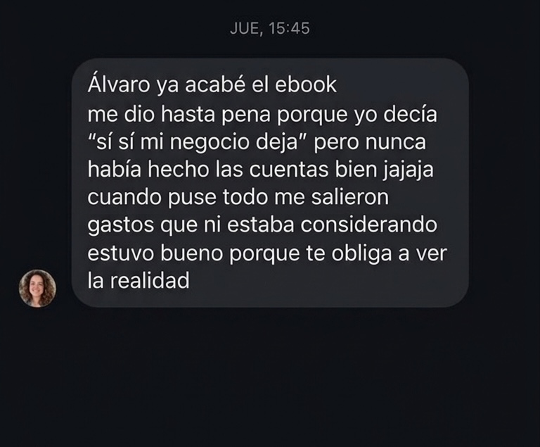 Mensaje de una persona que compró la guía